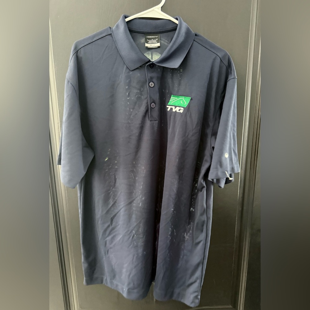 Nike Dri-Fit TVG Broadcast Crew Blue Polo Shirt Men's Large